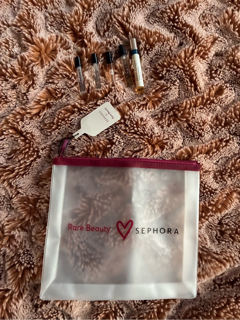 NWT Sephora Rare Beauty clear Cosmetic Pouch with Rare Beauty Logo